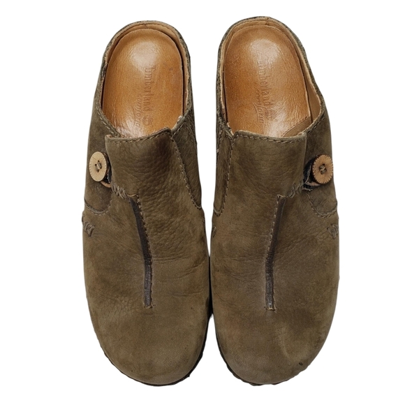 Timberland | Comforia Brown Leather Crepe Sole Slip On Clogs Mules Women's 7 - Picture 8 of 12